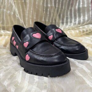 Steve Madden Pink Heart Chunky Platform Loafers Size 9.5 Worn Once